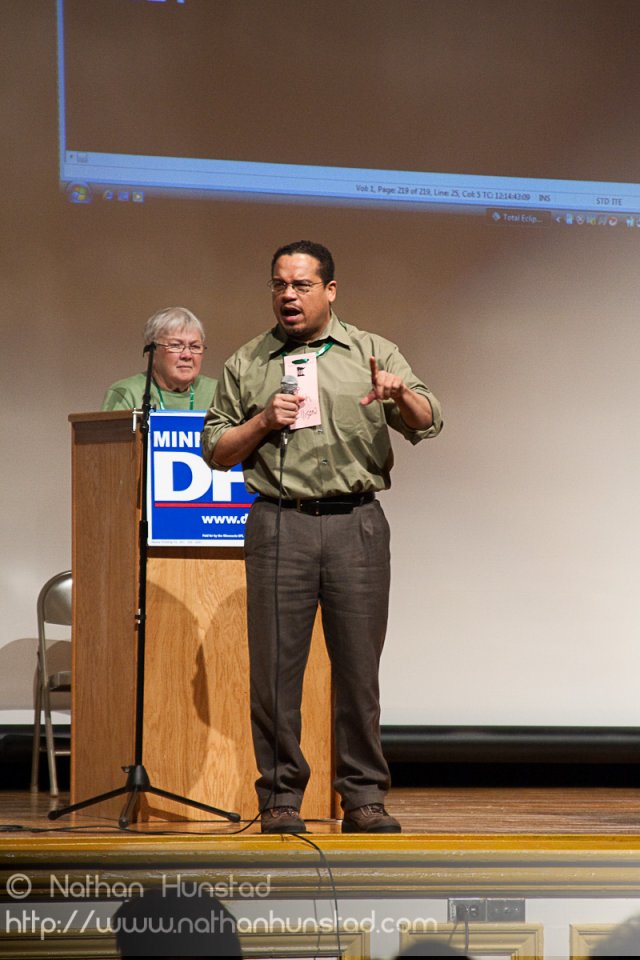 Congressman Keith Ellison talks at the SD59 convention